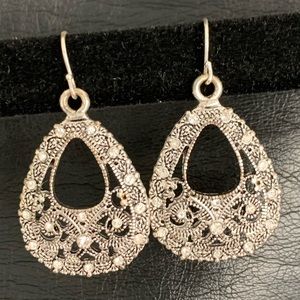 Premier Jewelry silver etched dangle earrings